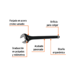 Llave francesa pavonada 18" 15498 Truper - Imagen 3