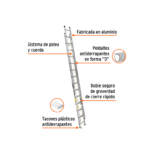 Escalera de aluminio telescópica 28 pasos 16748 Truper - Imagen 2
