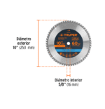 Disco sierra para cortar madera 10" x 60D 18306 Truper - Imagen 3